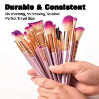 JAF 26pcs Makeup Brush Set Professional Kabuki Full Face Contour Brush Set Pink Complete Vegan Brush Kit, Soft Make Pretty Cute Rose Gold Cosmetic brush Purple