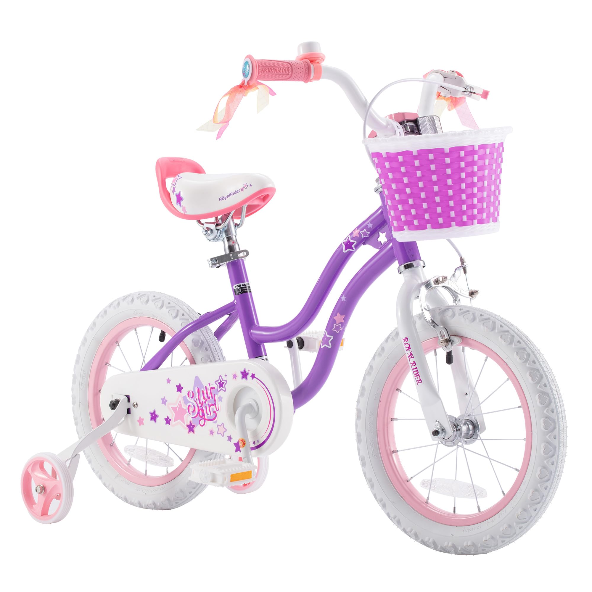 Royalbaby Stargirl Kids Girls Bike Bicycle with Basket Training Wheels 14 Inch Purple