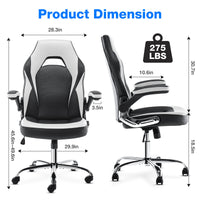 JHK Gaming Computer Office Ergonomic Desk Chair Armrests Neck Pillow and Built-in Lumbar Adjustment, Black and White