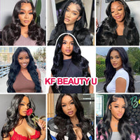 K KF BEAUTY U Body wave Lace Front Wigs Human Hair for Black Women 13x4 HD Transparent Glueless Human Hair Wigs for Black Women Pre Plucked with Baby Hair 150 Denisity Natural Black 26inch