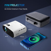 Mini Projector for iPhone, ELEPHAS 2023 Upgraded 1080P HD Projector, 8000L Portable Projector with Tripod and Carry Bag, Movie Projector Compatible with Android/iOS/Windows/TV Stick/HDMI/USB