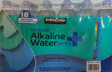 KIRKLAND SIGNATURE Alkaline Water, 33.8 Fl Oz (Pack of 18)