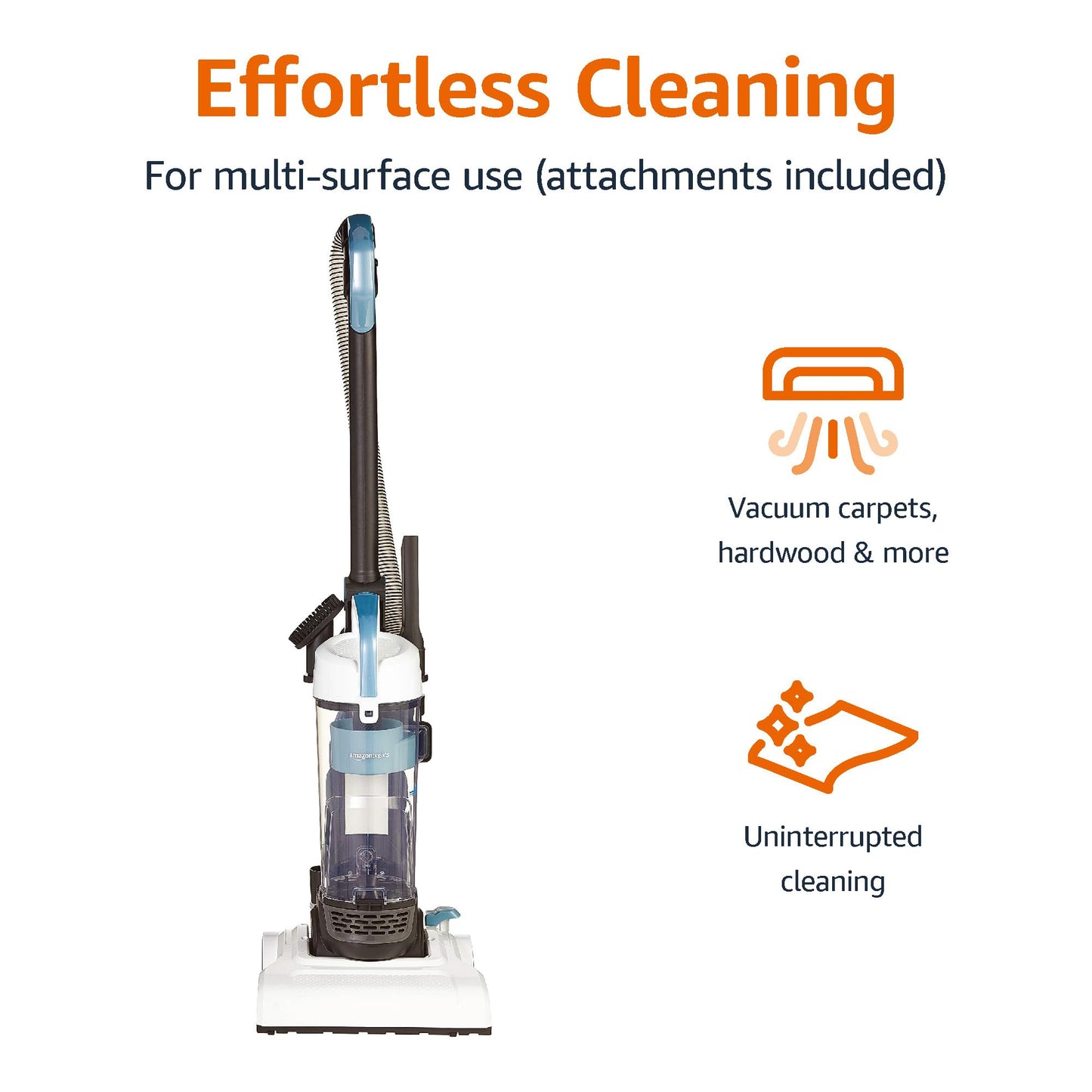 Amazon Basics Upright Bagless Lightweight Vacuum Cleaner, Black and White