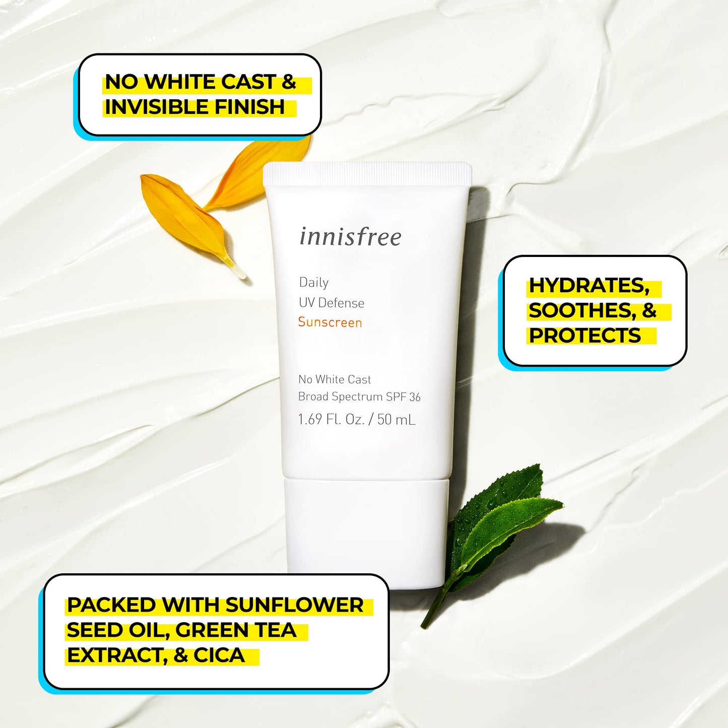 innisfree Daily UV Defense Sunscreen Broad Spectrum SPF 36 Face Lotion, 1.69 Fl Oz (Pack of 1)