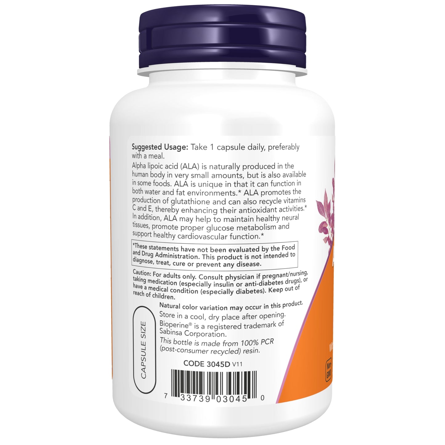 NOW Supplements, Alpha Lipoic Acid 600 mg with Grape Seed Extract & Bioperine®, Extra Strength, 120 Veg Capsules