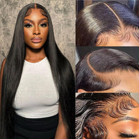 JGMI 13x6 Lace Front Wigs Pre Plucked 180% Density 26Inch Straight HD Transparent Lace Frontal Wigs 12A Glueless Wigs Lace Front Wigs for Black Women with Baby Hair