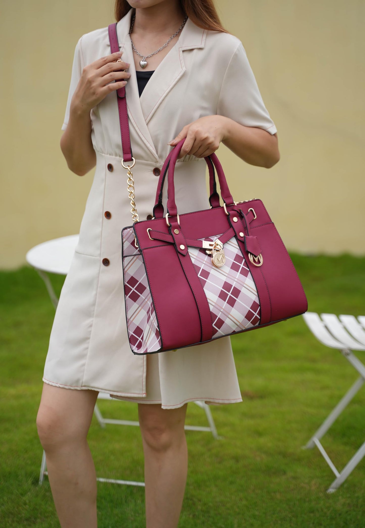MKF Collection Satchel Bag & Wristlet Wallet Purse Set for Women, Top-Handle Crossbody Shoulder Handbag Purse