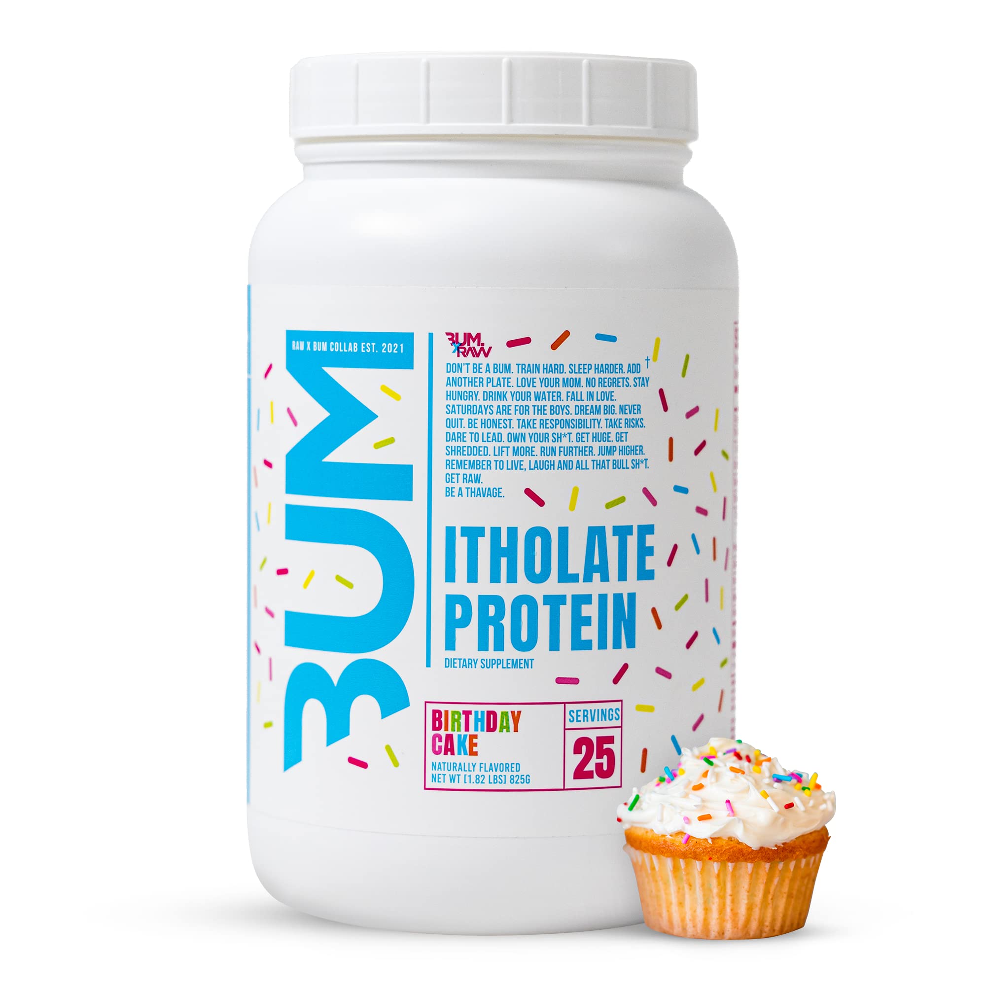 RAW Whey Isolate Protein Powder, Birthday Cake (CBUM Itholate Protein) - 100% Grass-Fed Sports Nutrition Powder for Muscle Growth & Recovery - Low-Fat, Low Carb - 25 Servings