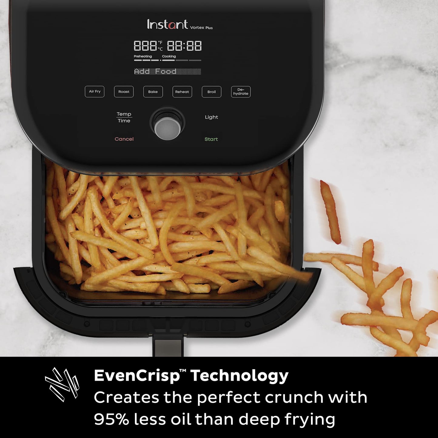 Instant Pot 6-Quart Air Fryer Oven, From the Makers of Instant with Odor Erase Technology, ClearCook Cooking Window, App with over 100 Recipes, Single Basket, Stainless Steel