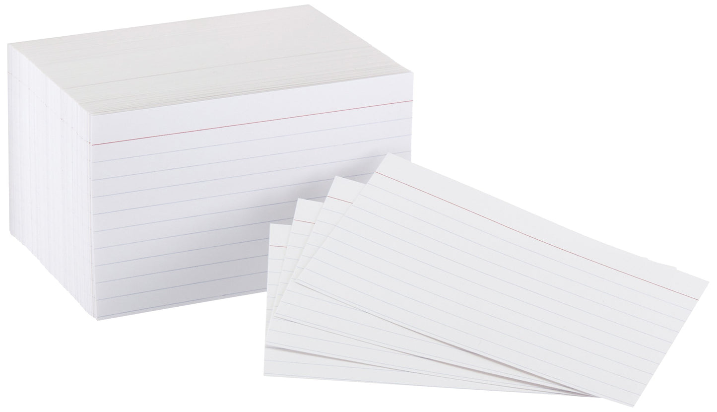 Amazon Basics Heavy Weight Ruled Lined Index Cards, 300 Count, 100 Pack of 3, White, 3 x 5 Inch Card