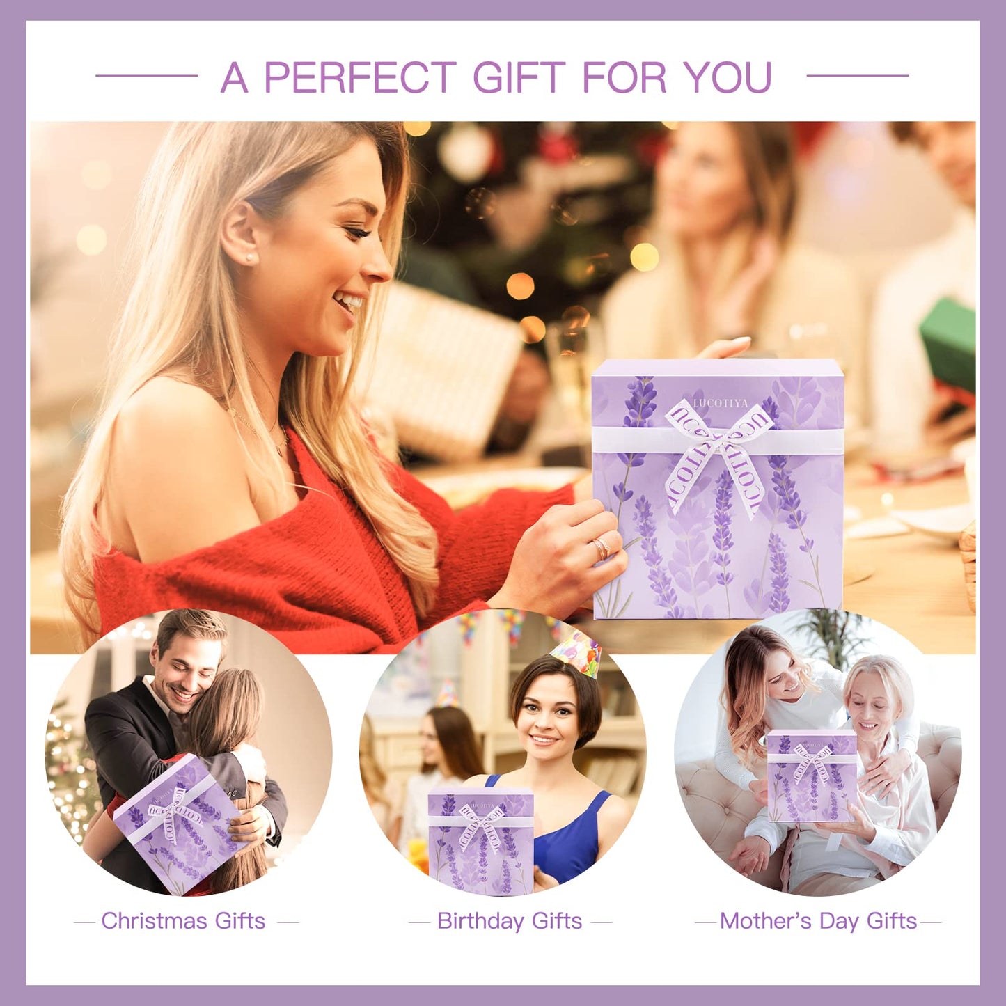 Birthday Gifts for Women Bath and Body Works Gifts Set Spa Gifts Baskets Bubble Bath Lavender Gifts for Mom,Her,Sister,Wife,Auntie Wine Tumbler Purple Womens Gifts