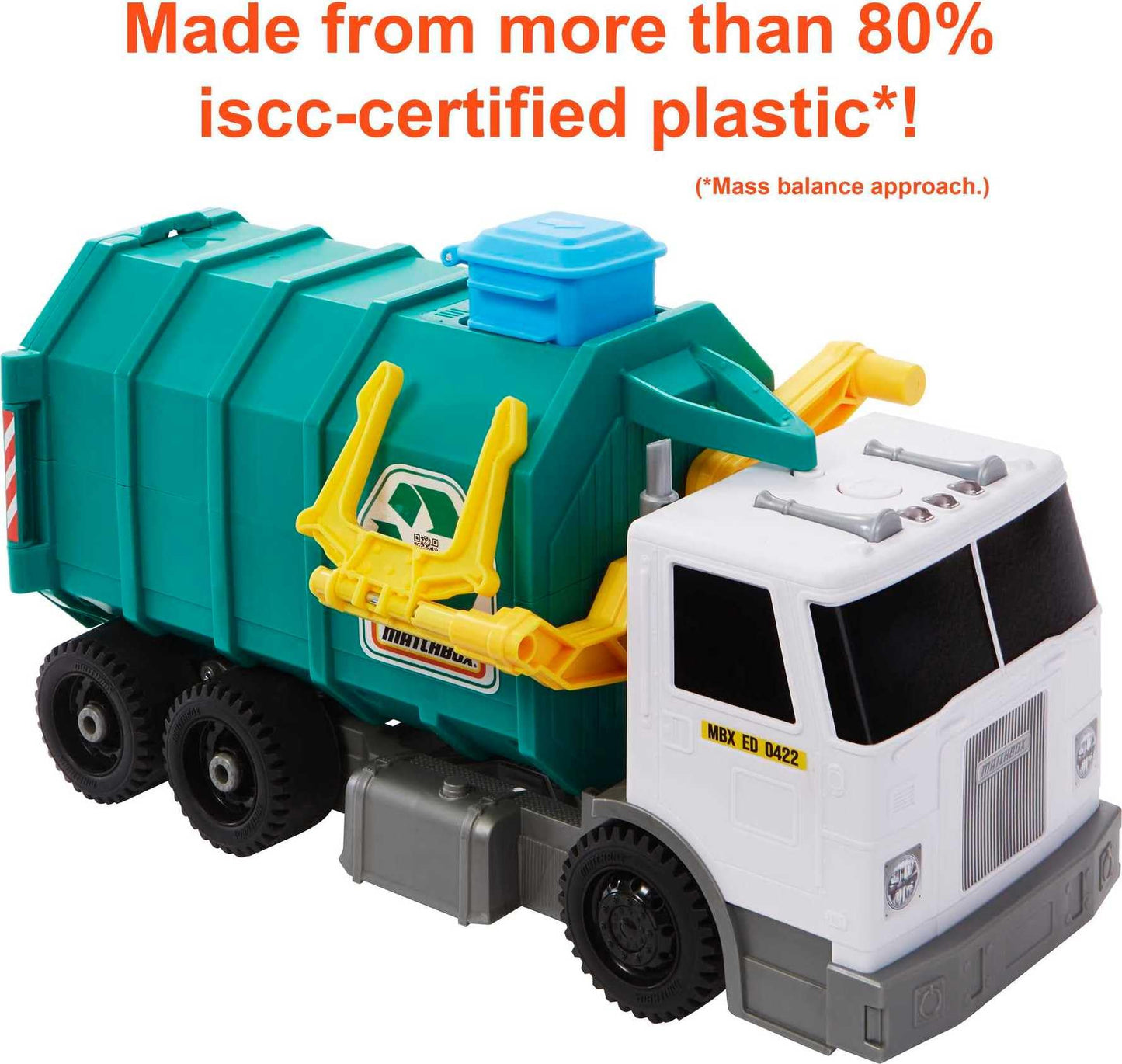 Matchbox Cars, 15-Inch Toy Recycling Garbage Truck with Lights and Sounds, Green Toy for Kids (Amazon Exclusive)