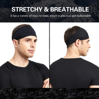 Acozycoo Mens Running Headband,5Pack,Mens Sweatband Sports Headband for Running,Cycling,Basketball,Yoga,Fitness Workout Stretchy Unisex Hairband (5 Black)