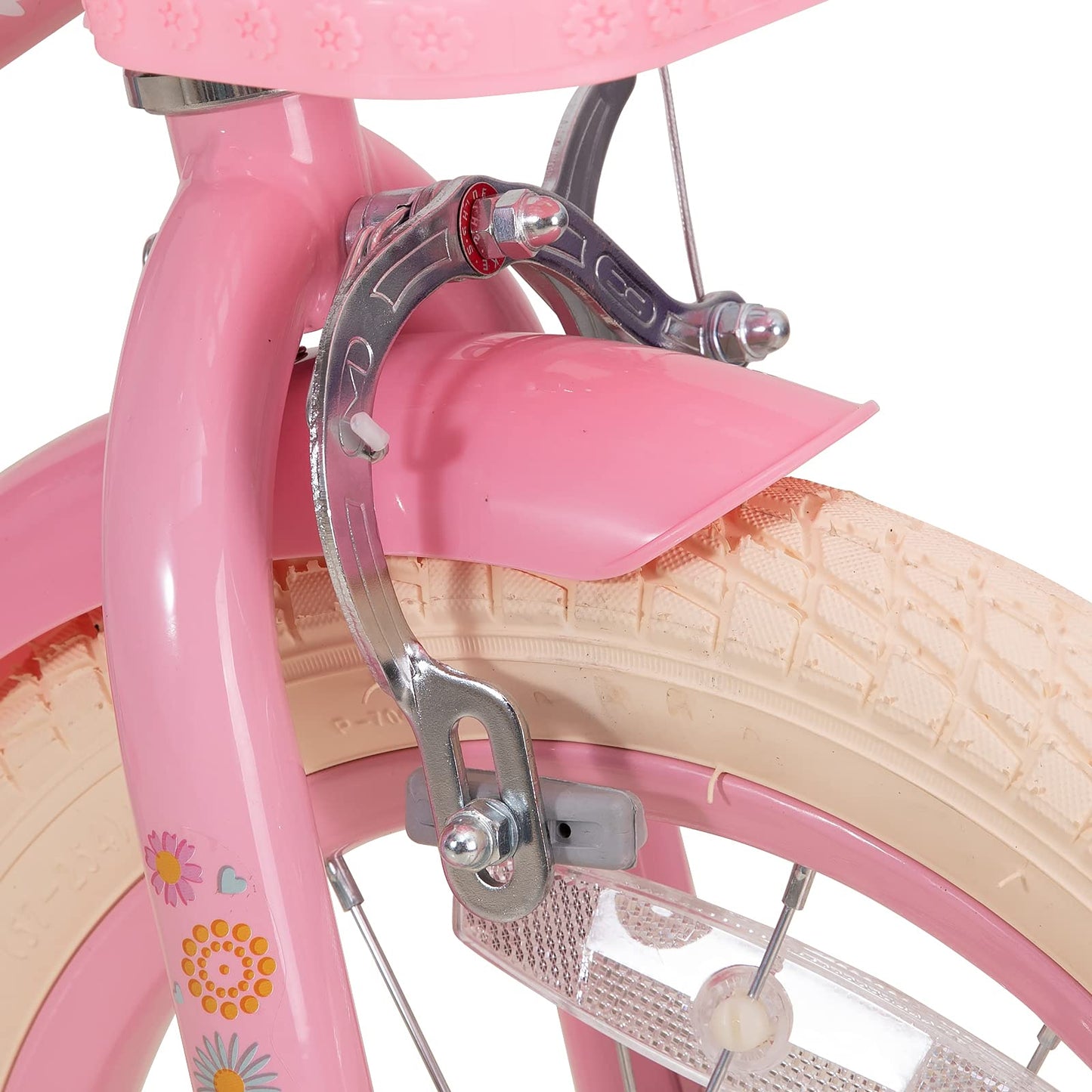 JOYSTAR Kids Bike Little Daisy 12 Inch Girls Bike with Training Wheels Doll Bike Seat Basket & Streamers Princess Kids Bicycle for Girls Toddler of 2-4 Years Toddler Girl Bikes Pink