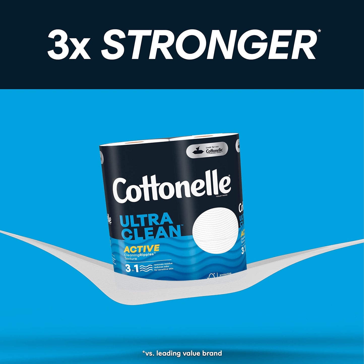 Cottonelle Ultra Clean Toilet Paper with Active CleaningRipples Texture, Strong Bath Tissue, 24 Family Mega Rolls (24 Family Mega Rolls = 132 Regular Rolls) (4 Packs of 6), 388 Sheets per Roll