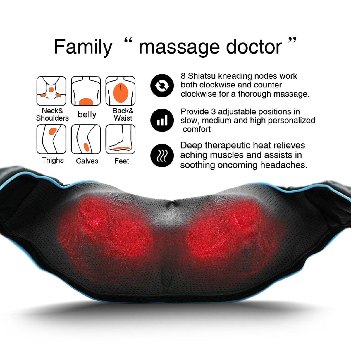 MoCuishle Shiatsu Back Shoulder and Neck Massager with Heat, Electric Deep Tissue 4D Kneading Massage, Best Gifts for Women Men Mom Dad
