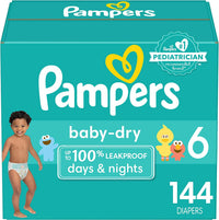 Pampers Baby Dry Diapers - Size 6, 144 Count, Absorbent Disposable Diapers