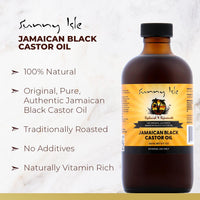 Sunny Isle Jamaican Black Castor Oil 8oz | 100% Natural Treatment for Hair, Scalp and Skin