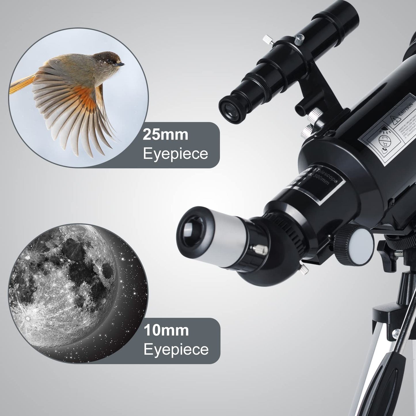 Telescope 70mm Aperture 500mm - for Kids & Adults Astronomical refracting Portable Telescopes AZ Mount Fully Multi-Coated Optics, with Tripod Phone Adapter, Wireless Remote, Carrying Bag Black