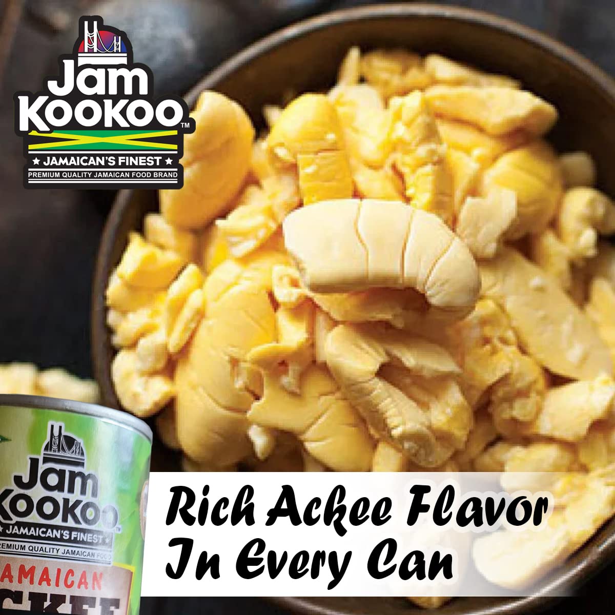 Jam KooKoo Canned Jamaican Ackee in Salted Water, Natural Flavors for Traditional Dish, Staple Part of Jamaican Cuisine with Saltfish, 19 ounce