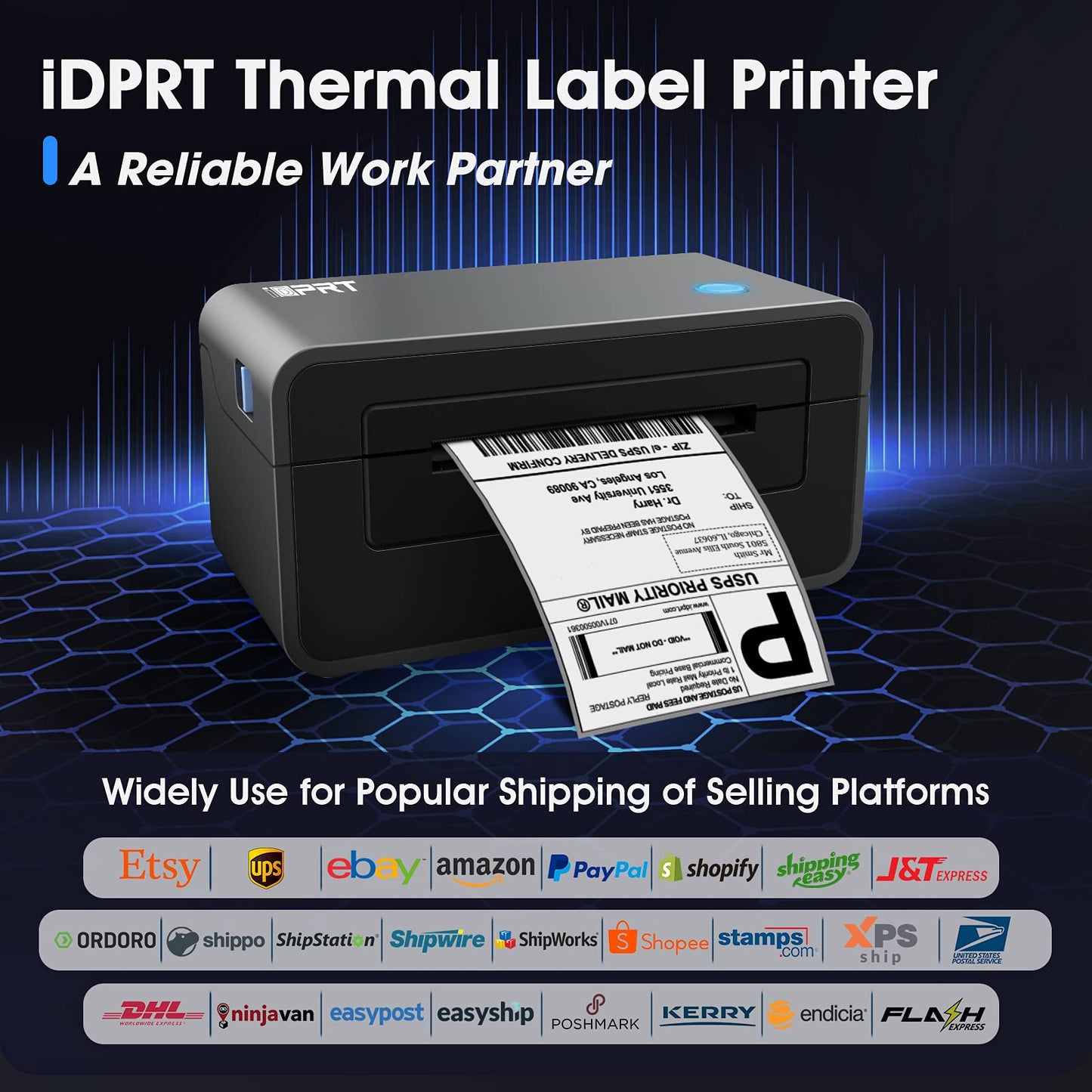 iDPRT Thermal Label Printer, Shipping Label Printer, 4×6 Label Printer for Small Business, Thermal Label Maker, Support Windows, Mac, Chrome OS, Compatible with Shopify, Ebay, UPS, USPS, Amazon, etc