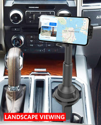 APPS2Car Solid Cup Holder Phone Mount for Car Truck with Quick Extension Long Arm Fast Swivel Adjustable Height 360 Rotatable Low Profile Universal Mobile Mount Compatible with All Cell Phone iPhone