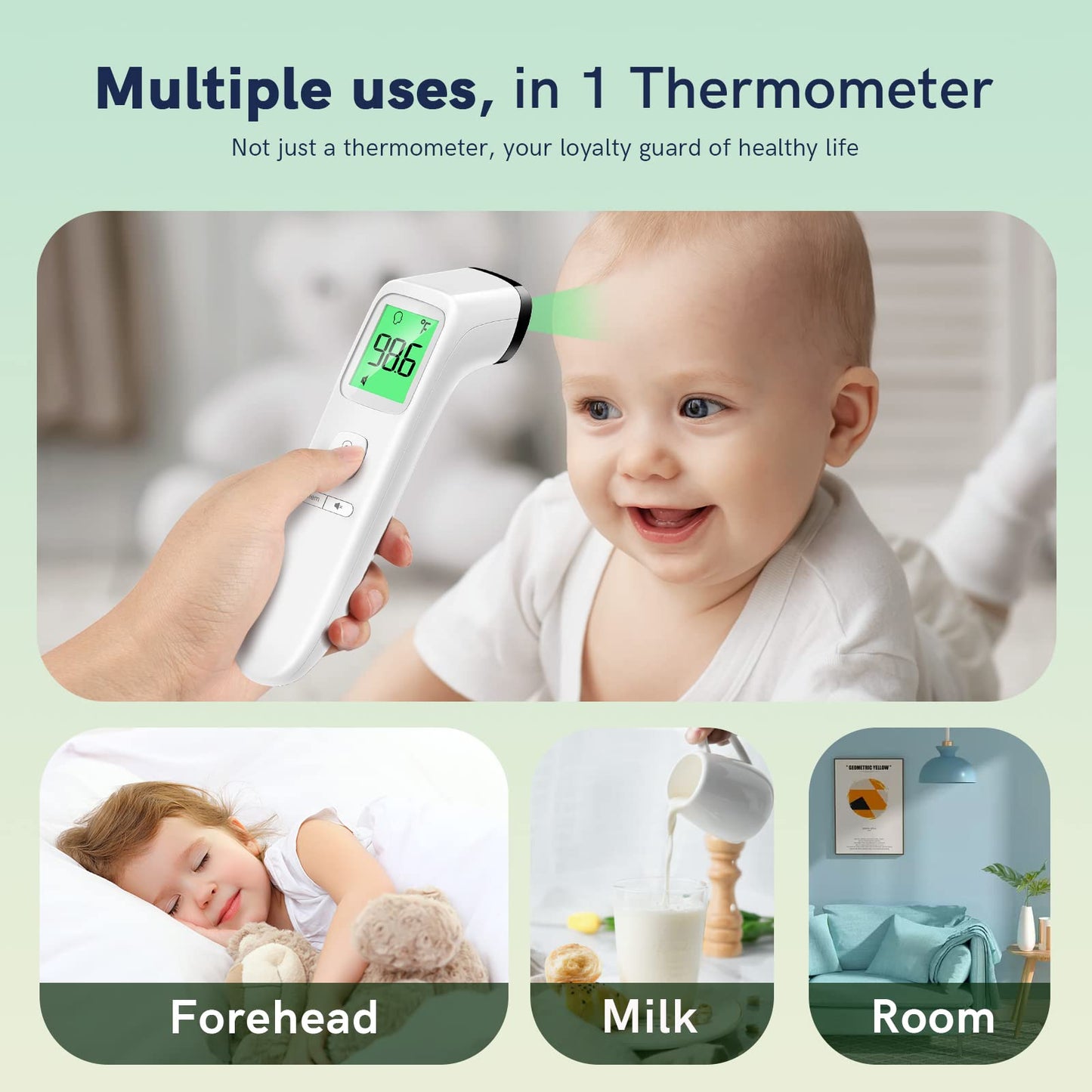 No-Touch Thermometer for Adults and Kids, FSA/HSA Eligible, Fast Accurate Digital Thermometer with Fever Alarm & Silent Mode, Easy-to-use for Babies, Kids, & Elderly