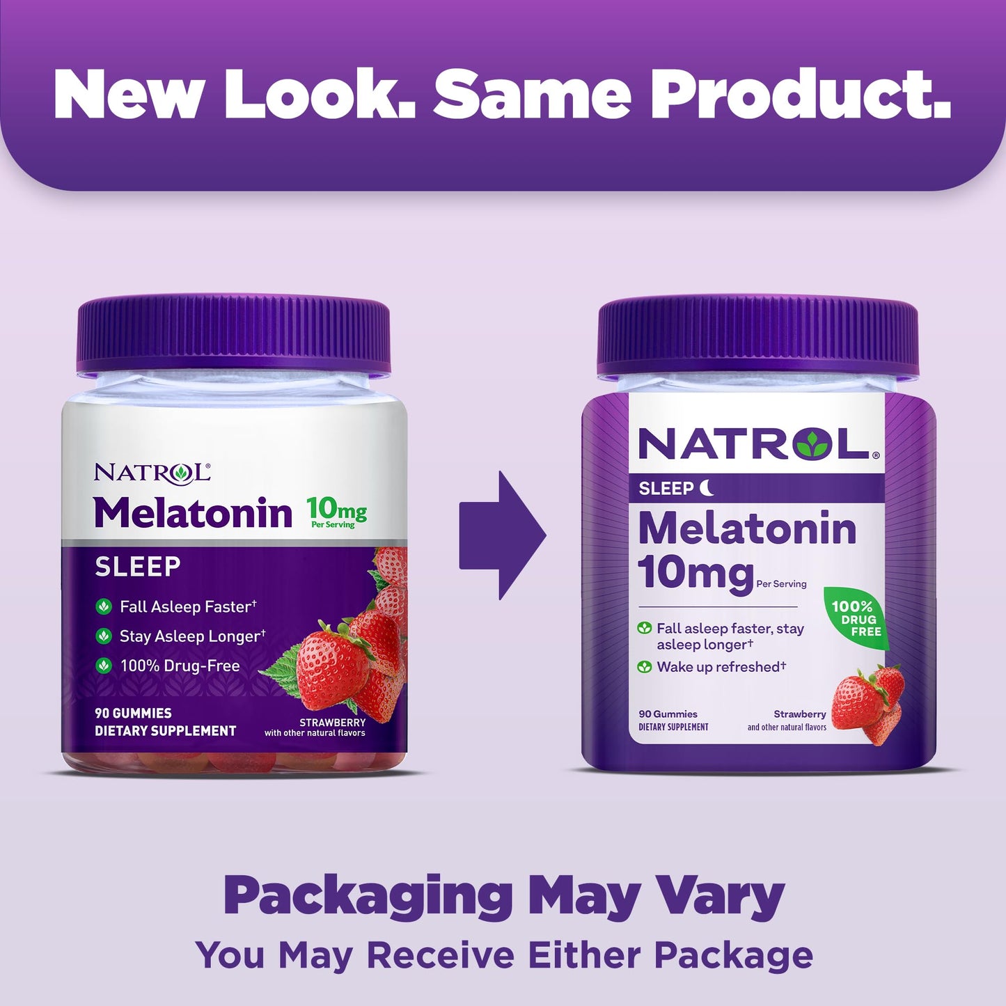 Natrol Melatonin 10mg, Dietary Supplement for Restful Sleep, 90 Strawberry-Flavored Gummies, 45 Day Supply