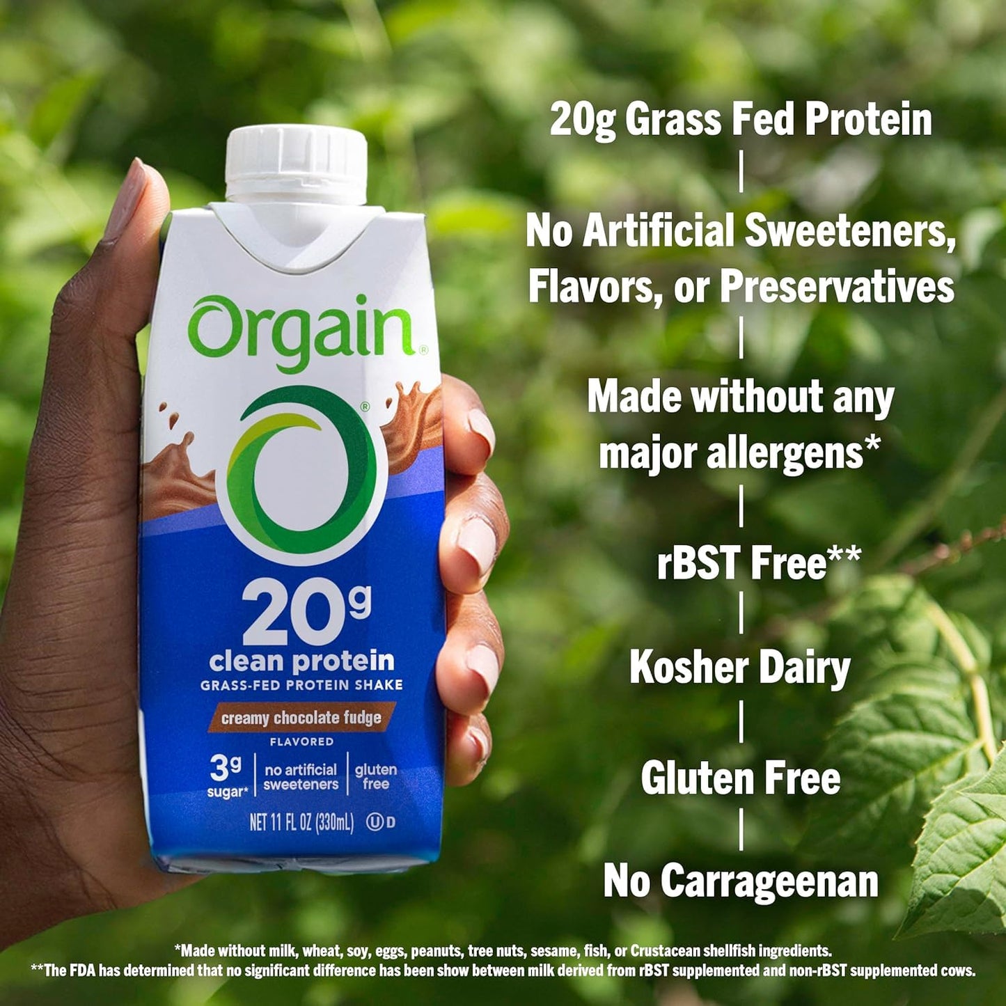 Orgain Clean Protein Shake, Grass Fed Dairy, Creamy Chocolate Fudge - 20g Whey Protein, Meal Replacement, Ready to Drink, Gluten Free, Soy Free, Kosher, 11 Fl Oz (Pack of 12) (Packaging May Vary)