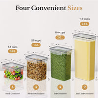 Airtight Food Storage Containers with Lids 14 PC - Plastic Kitchen Storage Containers for Pantry Organization and Storage - Cereal, Rice, Pasta, Flour and Sugar Containers