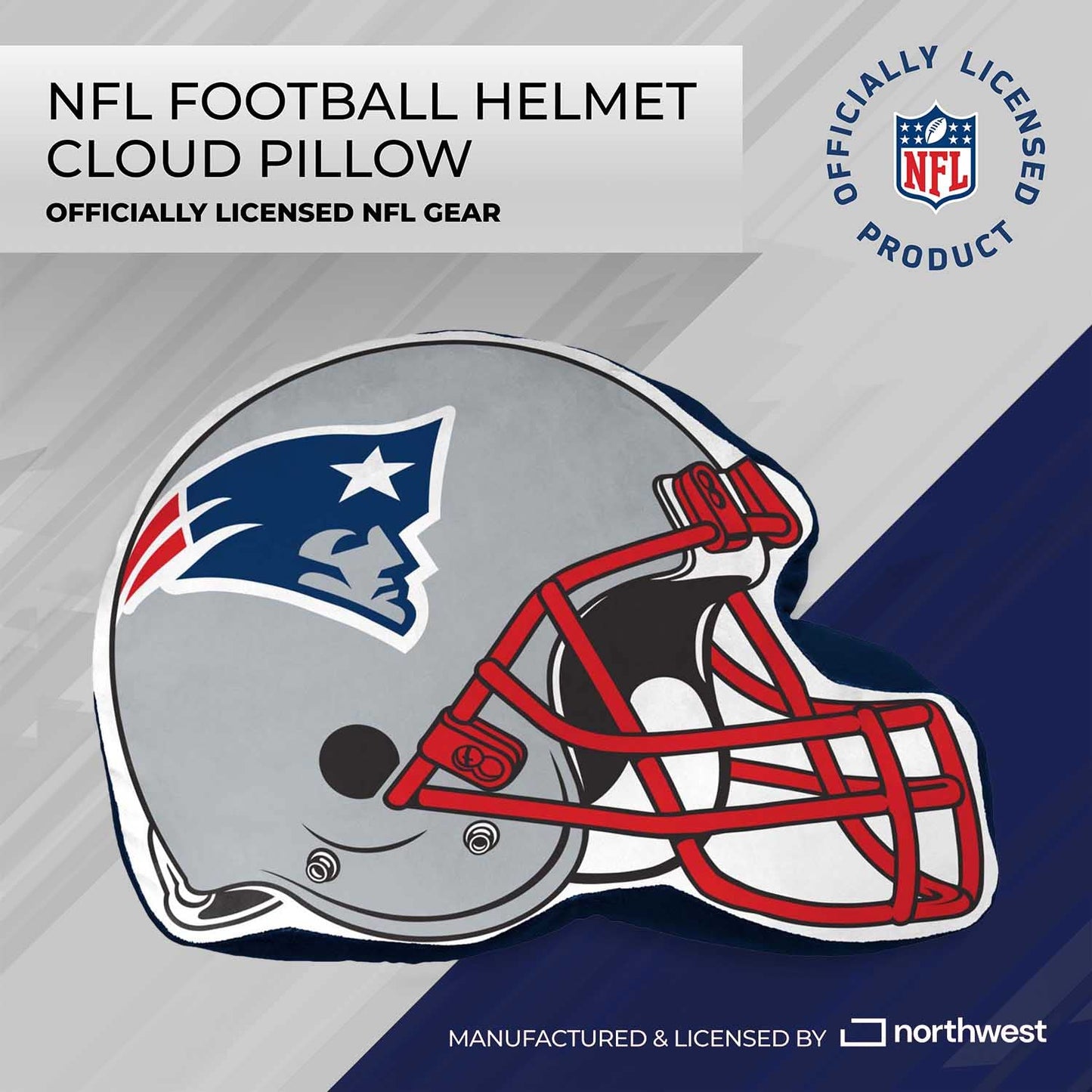 Northwest NFL Helmet Football Super Soft Plush Pillow - 16" - Decorative Pillows for Sofa or Bedroom - Perfect for Game Day (New England Patriots - Blue)