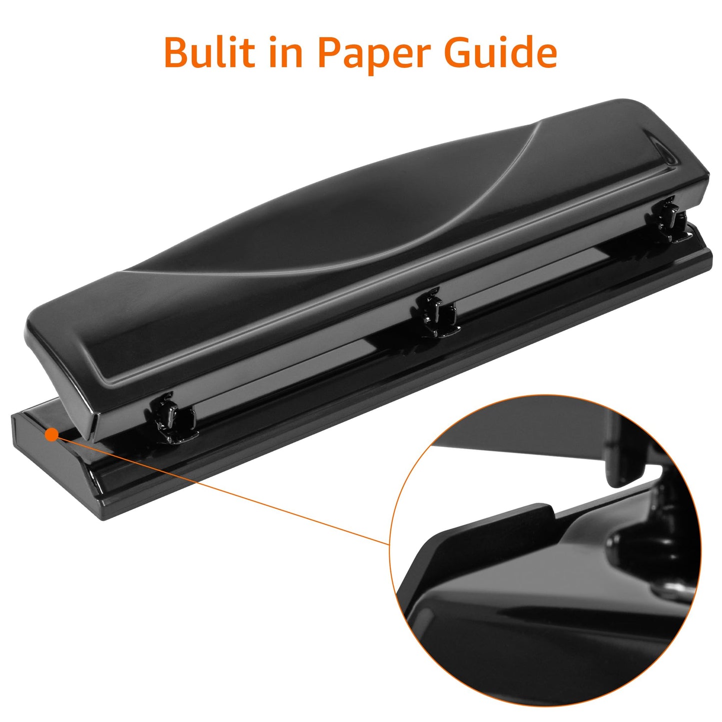 Amazon Basics 3 Hole Punch, 10 Sheet Capacity, Black