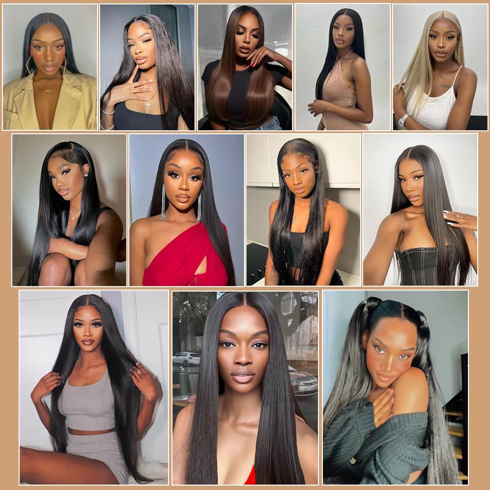 AUTYBEI Straight Lace Front Wigs Human Hair Pre Plucked 13x4 HD Lace Frontal Wigs For Black Women 180% Density Straight Human Hair Wig Glueless Wigs Human Hair With Baby Hair 22 Inch