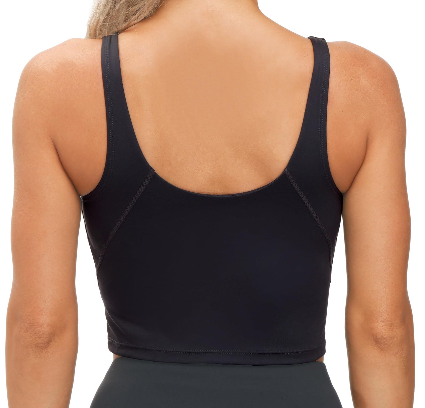 Women’s Longline Sports Bra Wirefree Padded Medium Support Yoga Bras Gym Running Workout Tank Tops (Black, Medium)