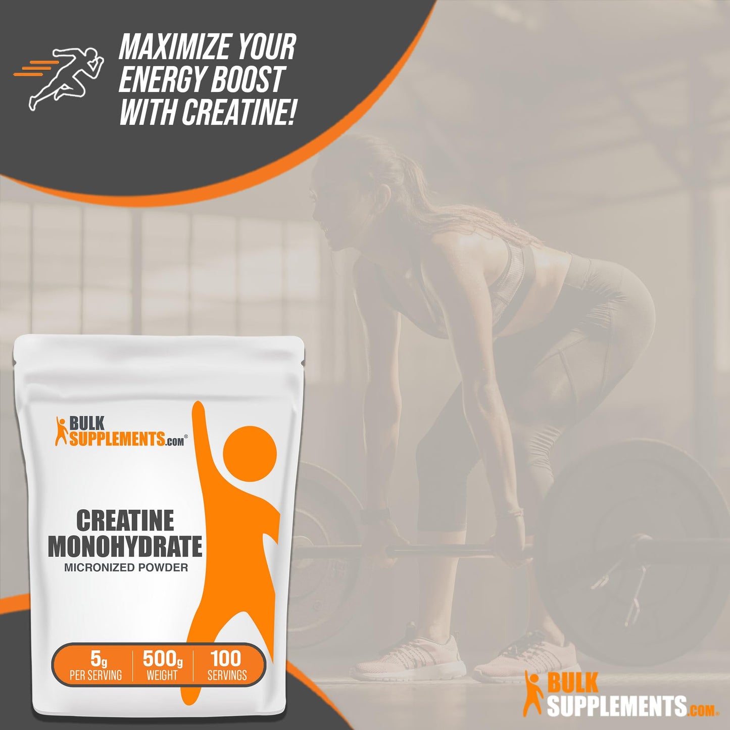 BULKSUPPLEMENTS.COM Creatine Monohydrate Powder - 5g (5000mg) of Micronized Creatine Powder per Serving, Creatine Pre Workout, Creatine for Building Muscle, Creatine Monohydrate 500g (1.1 lbs)