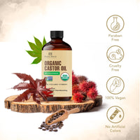 Botanic Hearth Castor Oil | USDA Certified Organic |100% Pure & Hexane Free | Cold Pressed | Growth for Eyelashes, Eyebrows, Hair | With Eyebrow & Eyelash Brush | 2fl oz