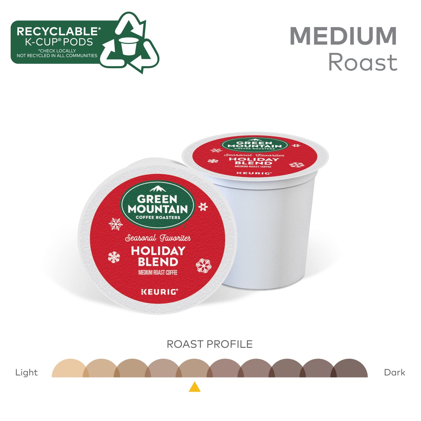 Green Mountain Coffee Roasters Holiday Blend, Keurig Single Serve K-Cup Pods, 72 Count (6 Packs of 12)