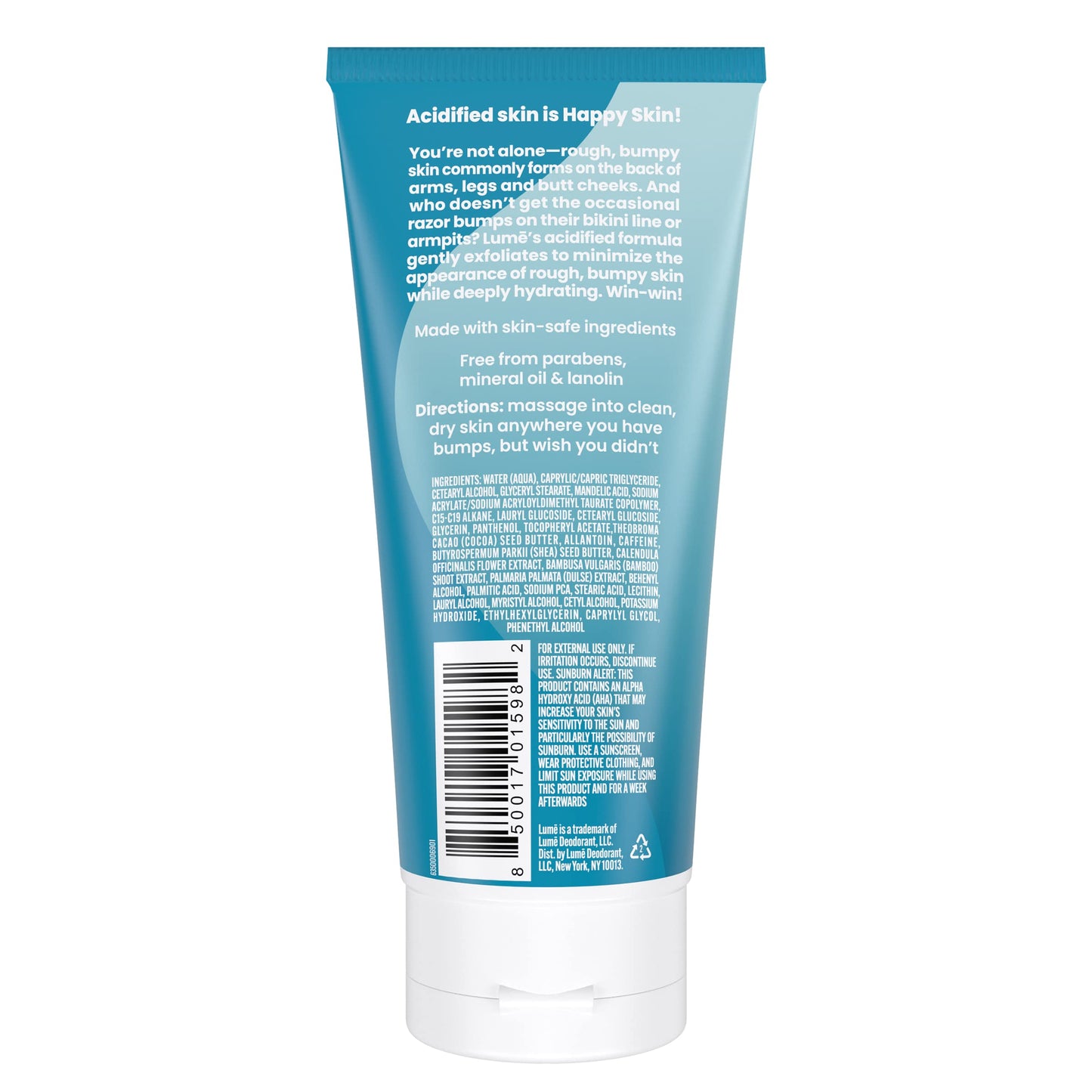 Lume Acidified Body Cream - Smooth Appearance of Rough, Bumpy Skin - Paraben Free, Lanolin Free, Skin Safe - 6 ounce (Unscented)