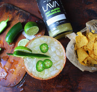 LAVA Premium Spicy Jalapeño Margarita Mix by LAVA Craft Cocktail Co., Made with Real Jalapeños, Agave Nectar, Key Limes, Lots of Flavor and Ready to Use, 1-Liter Glass Bottle