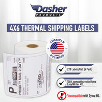 Dasher Products Thermal Shipping Labels Compatible with Dymo LabelWriter 4XL 1744907 4x6 Internet Postage Labels, Water Resistant, Strong Adhesive, Perforated, 220 Labels/Roll, NOT for 5XL (4 Pack)