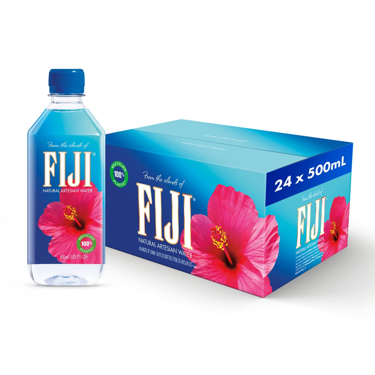 FIJI Natural Artesian Bottled Water 500 mL / 16.9 Fl Ounce (Pack of 24)