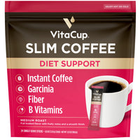 VitaCup Slim Instant Coffee Packet & Green Tea Instant Packet (48) Count Bundle for Energy, Detox, & Diet Support (2) 24 Instant Packets