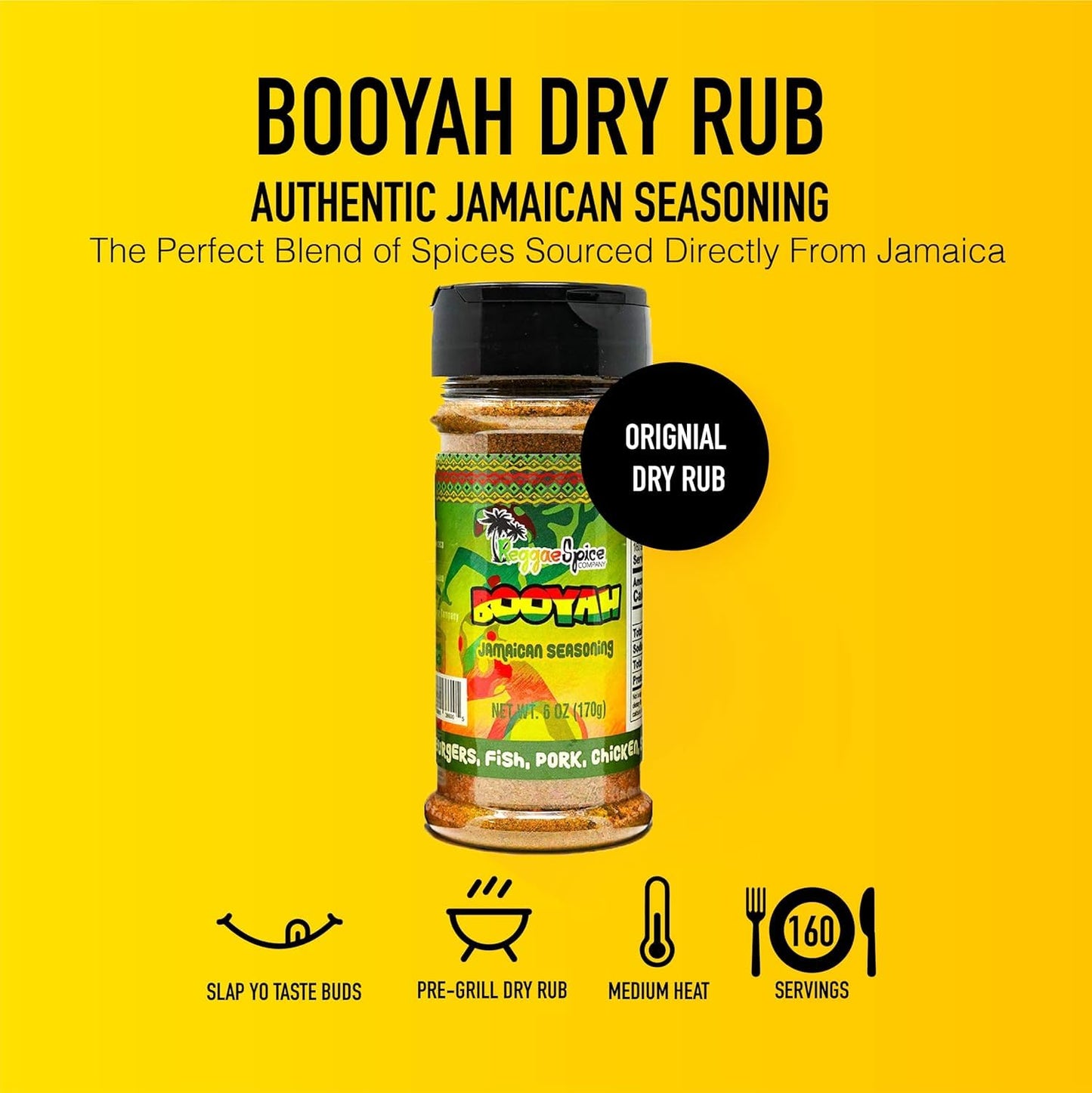 Reggae Spice Booyah Jamaican Jerk Seasoning | Authentic Caribbean Dry Rub Powder Mix for Cooking Meats, Chicken, Beef, Pork, Seafood, Vegetables, and More | Gluten Free, Vegan, and Keto Friendly