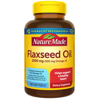 Nature Made Flaxseed Oil 1000 mg, Fish Free Omega 3 Supplement, Dietary Supplement for Heart Health Support, 100 Softgels, 100 Day Supply