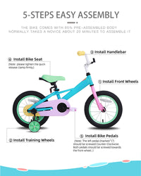 JOYSTAR 14 Inch Kids Bike for 3 4 5 Years Girls 14" Children Toddler Girl Bicycle with Training Wheels and Coaster Brake for 3-5 Years Kids 85% Assembled Macarons