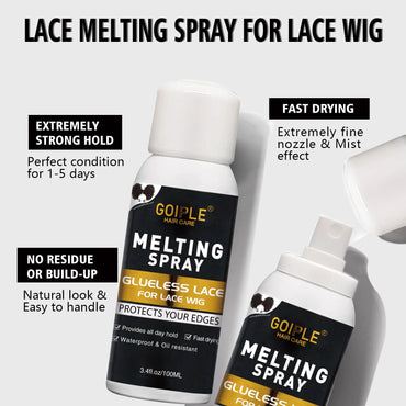 Wig Glue Lace Glue for Lace Front Wigs, Waterproof Lace Wig Glue with Tools and Lace Melting Spray Hair Wax Stick(Wig Glue/Wig Glue Remover/Edge Control/Pink Elastic Bands*2/Hair Dual Drush)