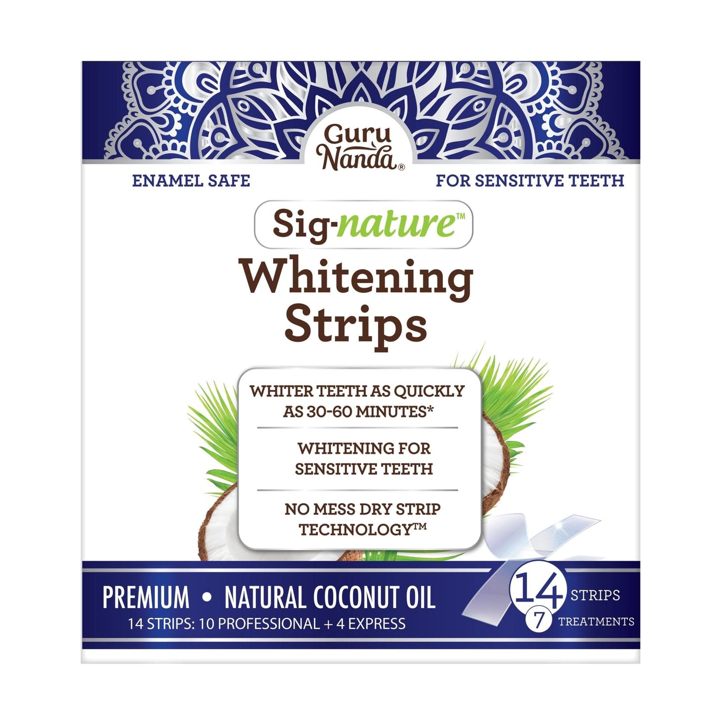 GuruNanda Dual Barrel Oxyburst Whitening Mouthwash- Alcohol & Fluoride Free and Express Whitening Strips for Whiter Teeth, Made of Natural Coconut Oil for Sensitive Teeth.