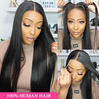 Wear and Go Glueless Wigs Human Hair Pre Plucked Pre Cut 5x5 HD Lace Closure Wigs Human Hair Straight Lace Front Wigs Human Hair for Women 180% Density 3 Seconds to Wear for Beginners 26 Inch