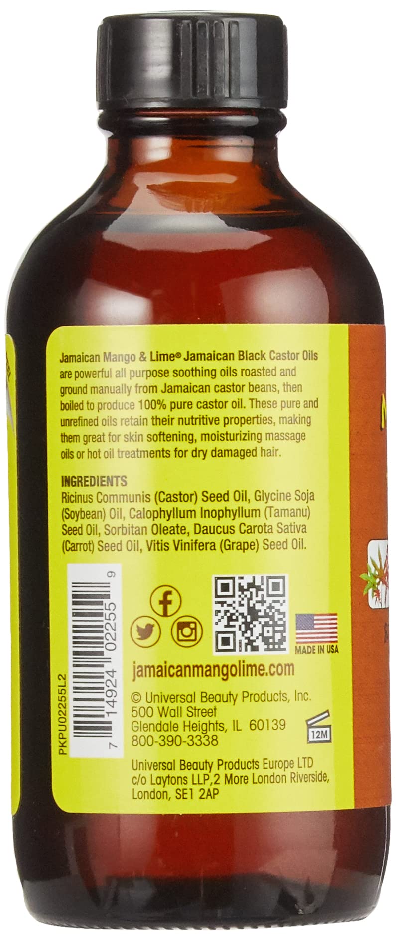 Jamaican Mango & Lime Black Castor Oil 4 oz