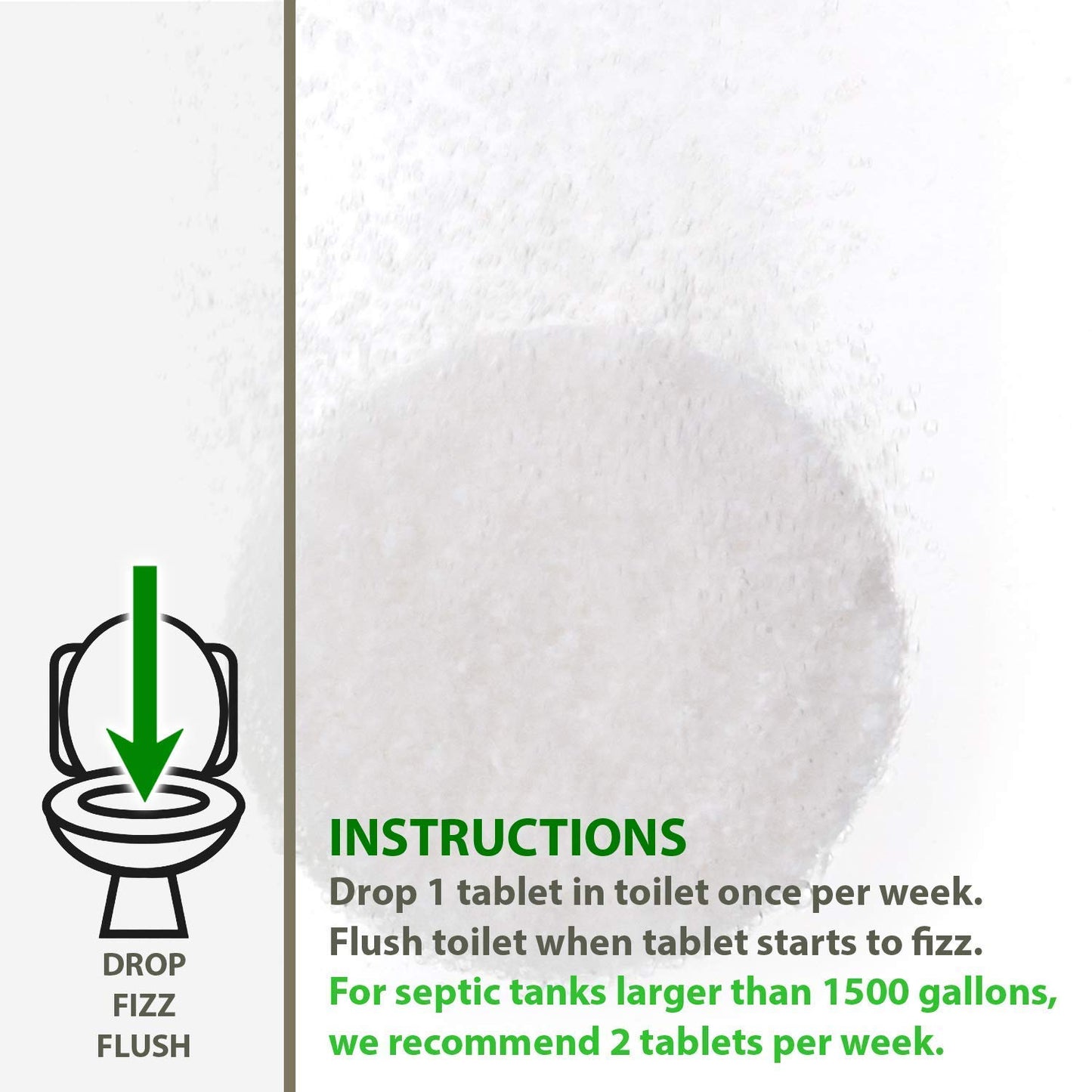 Septic Tank Treatment - 2 Year Supply (12 Monthly Packets + 52 Weekly Fizz Tabs) or Double Dose 1 Year Supply for Larger Tanks - Made in USA